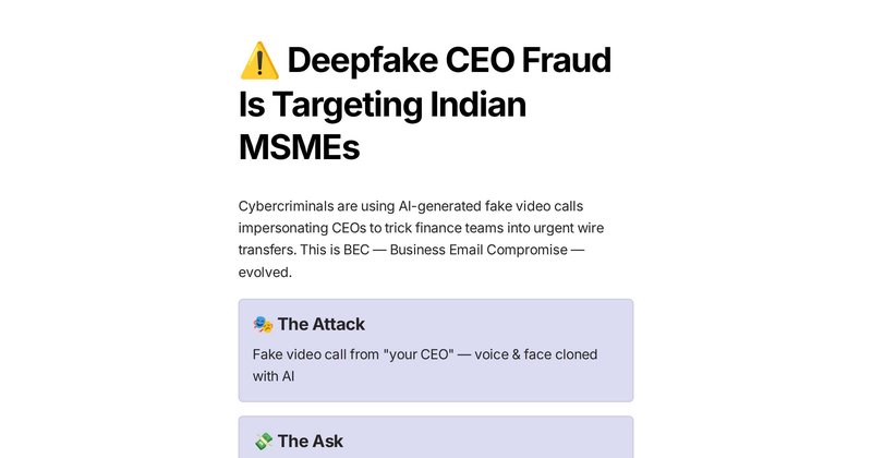 Deepfake Ceo Fraud India Msme Bec 2026