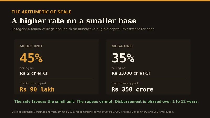 Incentive ceiling applied to a micro unit and a mega unit in a Category-A taluka